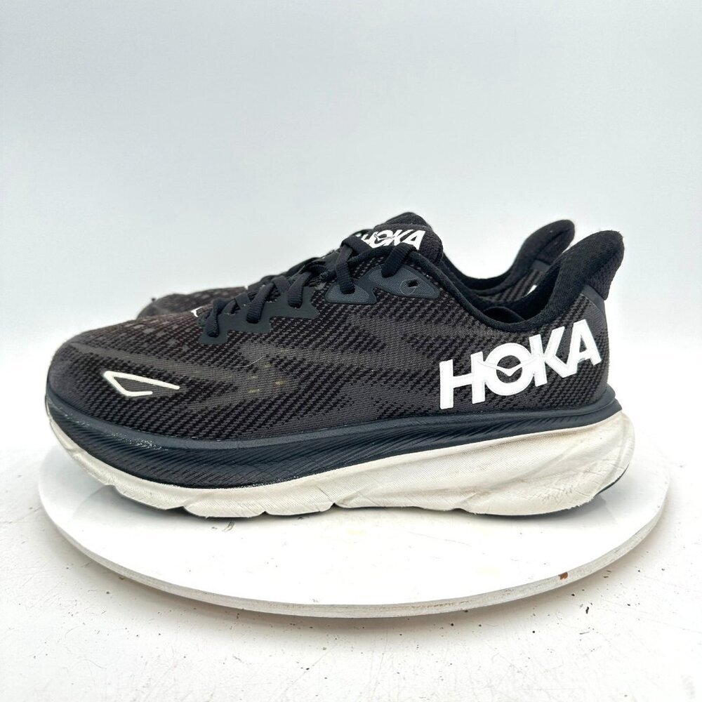 Hoka One One Clifton 9 Women Size 8.5B 1127896 BWHT Black White Running Shoes